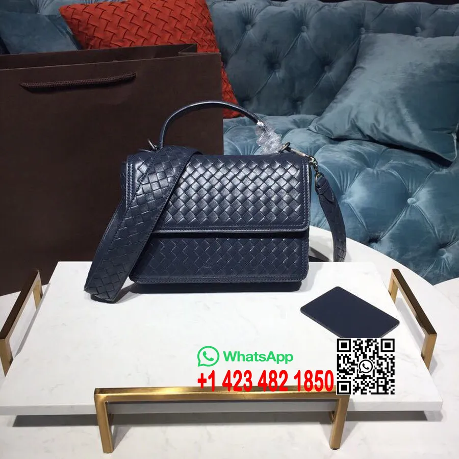 Bottega Veneta Alumna Táska 24cm Intrecciato Nappa Bőr Brunito Hardver őszi/téli 2019 Kollekció, Sötétkék