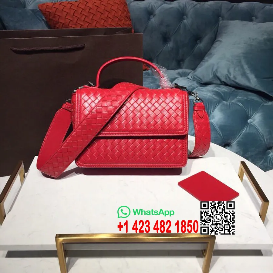 Bottega Veneta Alumna Bag 24cm Intrecciato Nappa Skinn Brunito Hardware Høst/vinter 2019 Kolleksjon, Rød