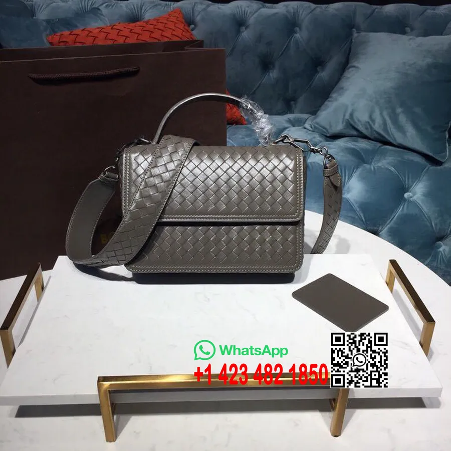 Taška Bottega Veneta Absolventka 24 Cm Intrecciato Koža Napa Brunito Hardvér Kolekcia Jeseň/zima 2019, šedá