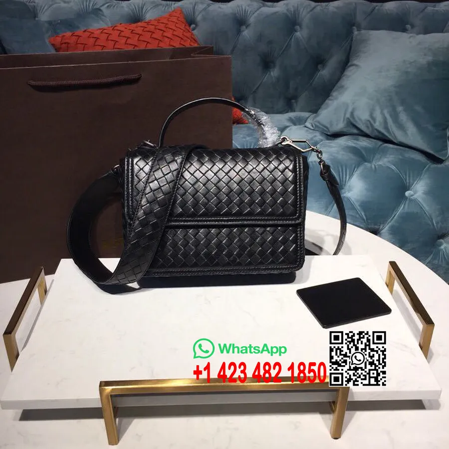 Bottega Veneta Alumna Bag 24cm Intrecciato Nappa Couro Brunito Hardware Coleção Outono/inverno 2019, Preto