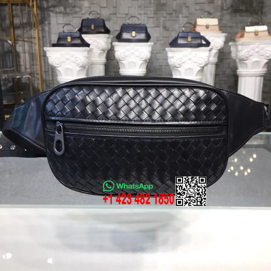 Bottega Veneta Intrecciato Opasok Fanny Pack Taška 24 Cm Koža Nappa Zlatý Hardvér Kolekcia Jeseň/zima 2019, Nero Black