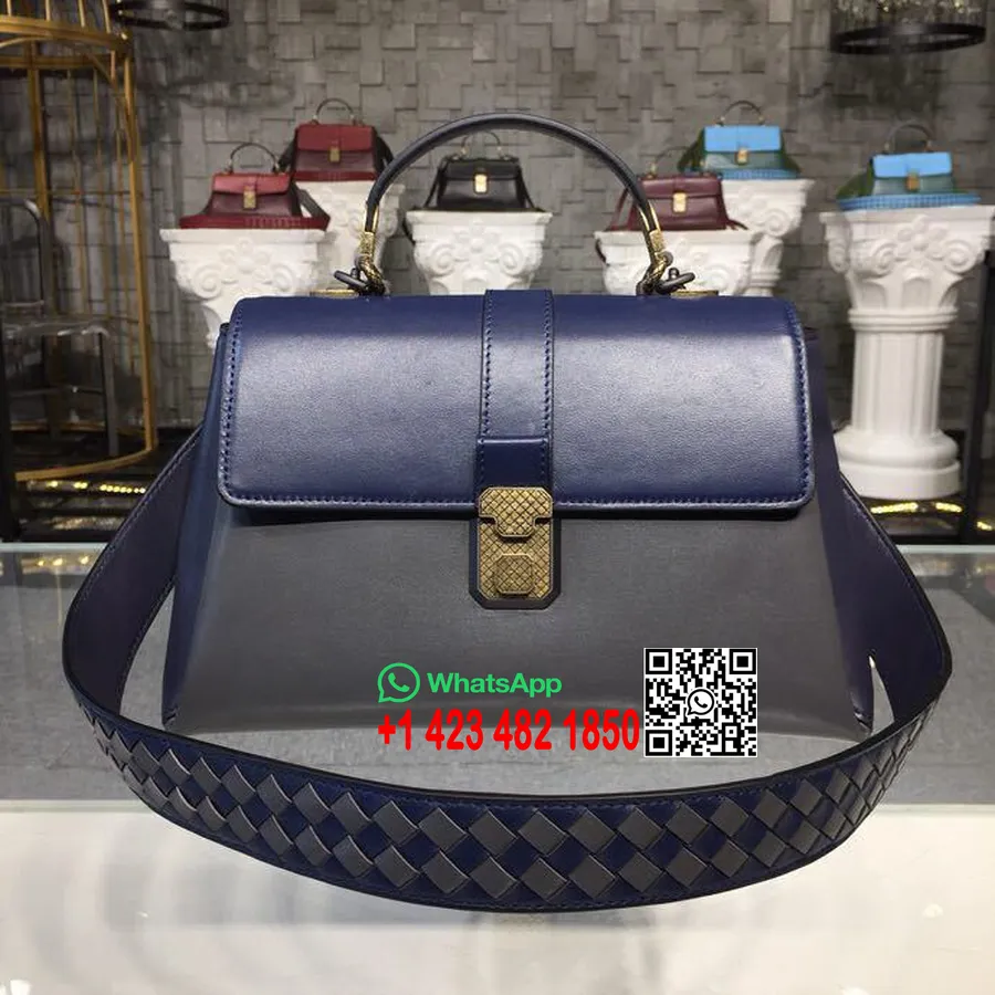 Bottega Veneta Medium Piazza Yläkahva Laukku 30cm Nappanahka Kultalaitteisto Syksy/talvi 2019 Kokoelma, Atlantin Sininen