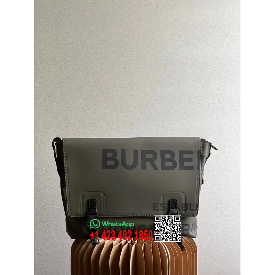 Burberry Horseferry Datora Soma 36cm Neilona Audekls 2022. Gada Pavasara/vasaras Kolekcija, Zaļa