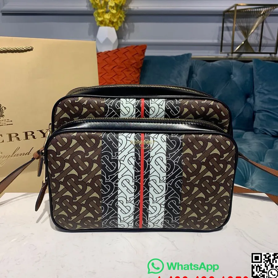 Burberry Tb Logo Crossbody Soma 24cm Pārklāta Audekla Rudens/ziemas 2019 Kolekcija, Brūna