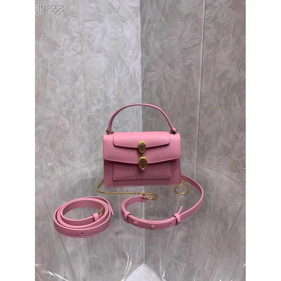 Bvlgari X Alexander Wang Lánc Crossbody övtáska 18cm 288739 Borjúbőr őszi/téli 2022 Kollekció, Azalea Kvarc Rózsaszín