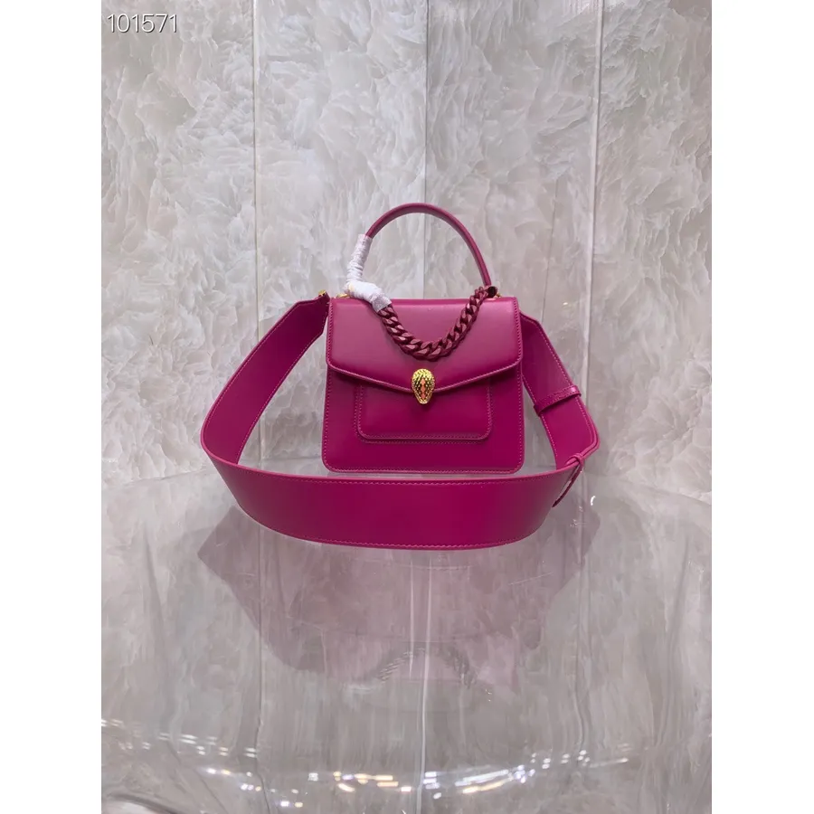 Bvlgari Serpenti Forever Maxi Chain Tas Selempang Pegangan Atas 18cm 290874 Kulit Nappa Koleksi Musim Gugur/dingin 2022, Berry M