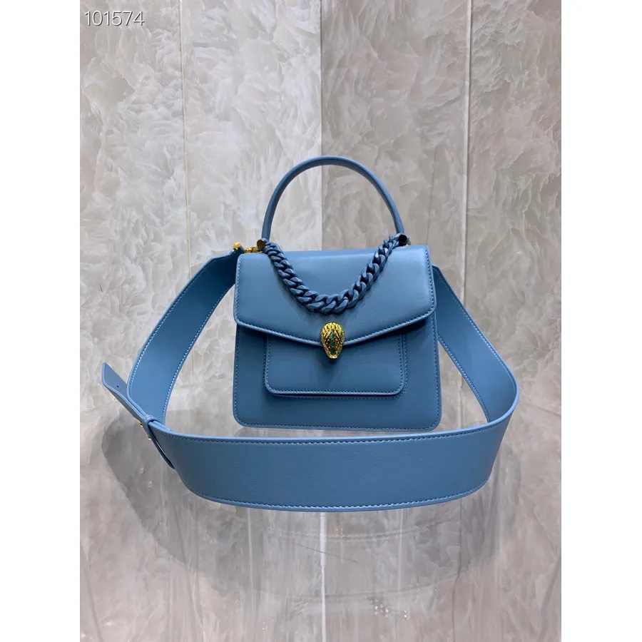 Bvlgari Serpenti Forever Maxi Chain Tas Selempang Pegangan Atas 18cm 290874 Kulit Nappa Koleksi Musim Gugur/dingin 2022, Niagara