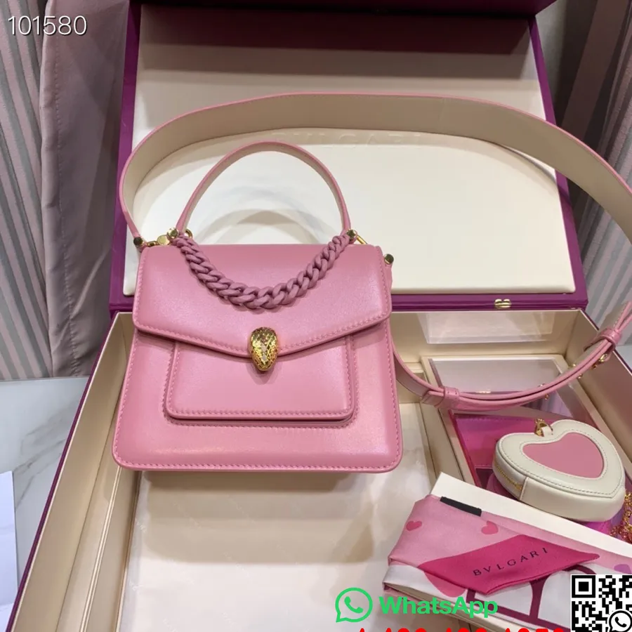 Bvlgari Serpenti Forever Maxi Chain Tas Selempang Pegangan Atas 18cm 290874 Kulit Nappa Koleksi Musim Gugur/dingin 2022, Merah M