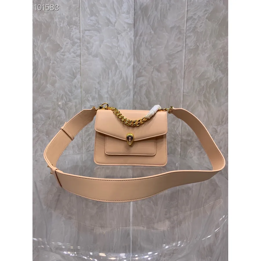 Bvlgari Serpenti Forever Maxi Bolso Bandolera Con Cadena 20cm 29074 Piel Napa Colección Otoño/invierno 2022, Rosa Coral