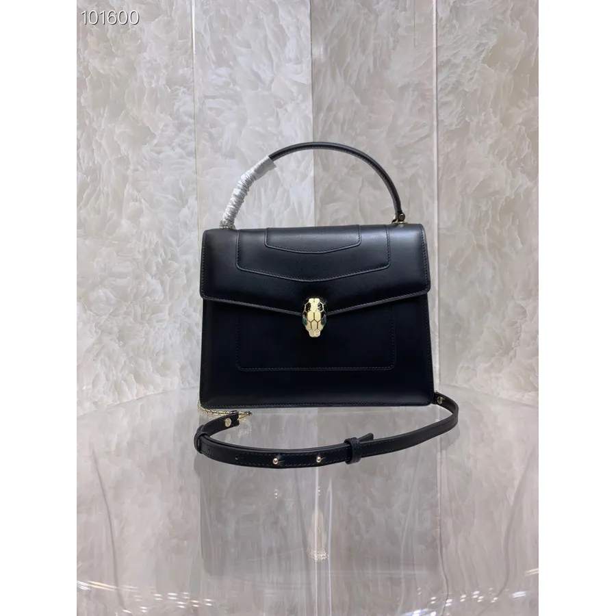 Bvlgari Serpenti Forever Crossbody Kabelka S Horní Rukojetí 25 Cm 38629 Teletina Kolekce Podzim/zima 2022, černá