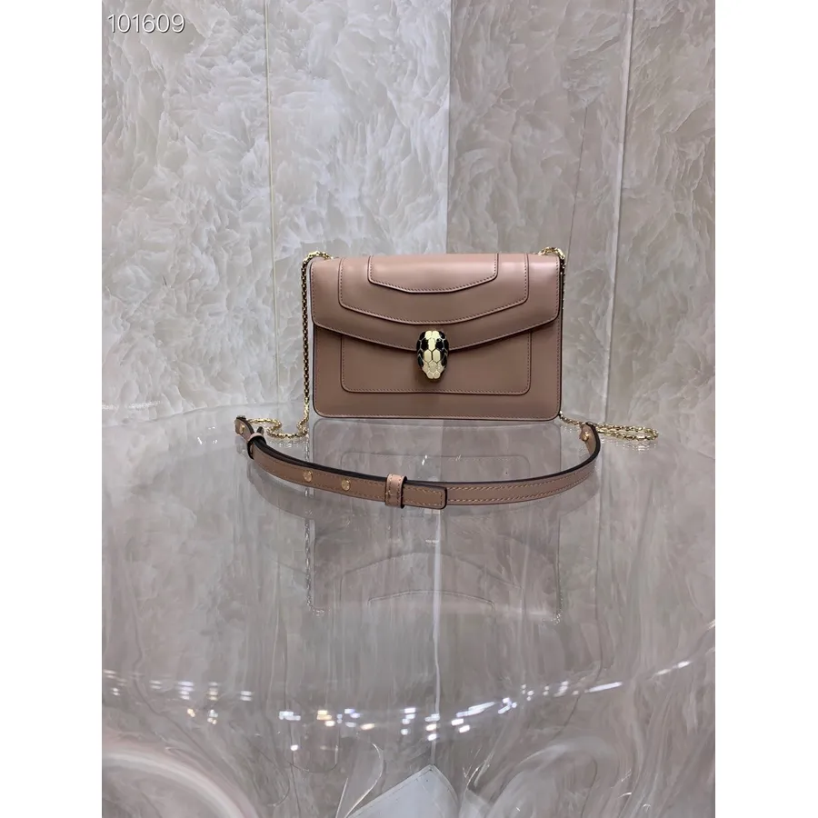 Bvlgari Serpenti Forever Malá Crossbody Kabelka 22cm 39174 Teletinová Kůže Kolekce Podzim/zima 2022, Taupe