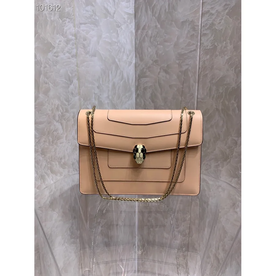 Bvlgari Serpenti Forever Crossbody Ketjulaukku 28cm 35106 Vasikkanahkainen Syksy/talvi 2022 Kokoelma, Korallinpunainen