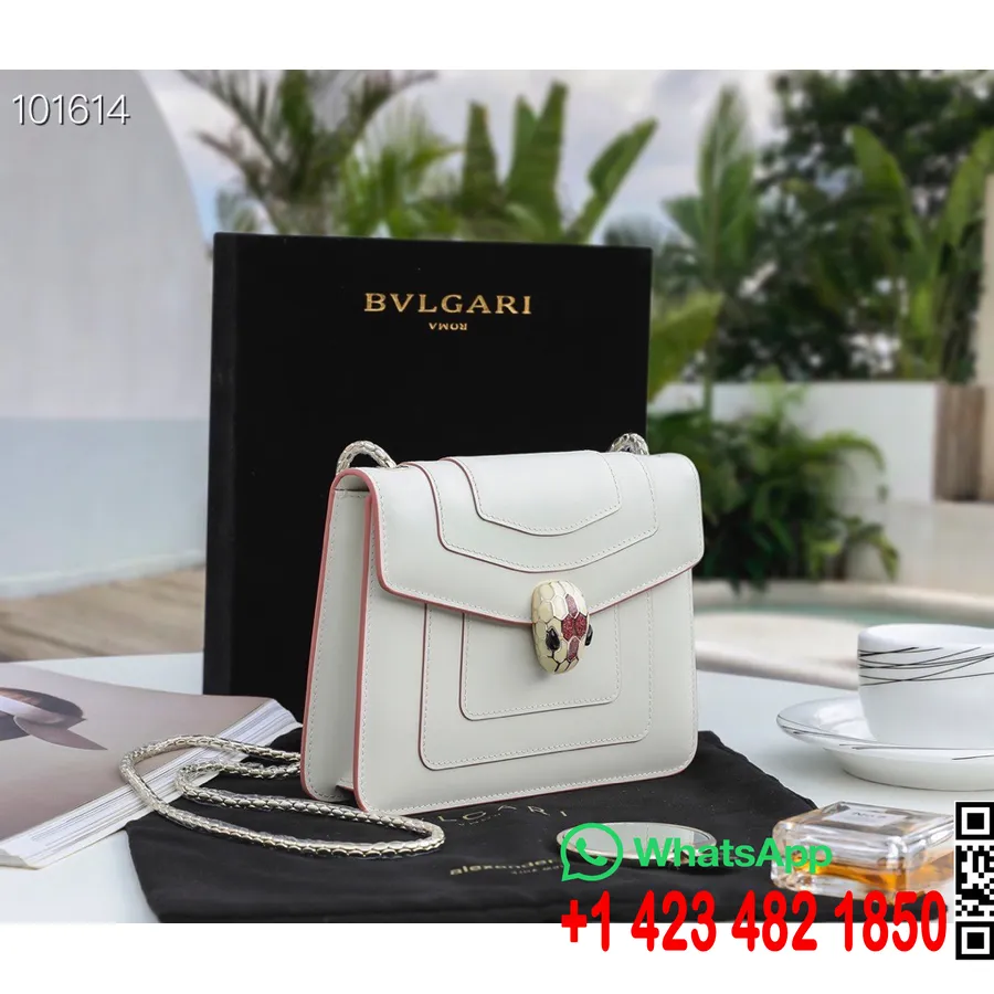 Маленькая сумка через плечо Bvlgari Serpenti Ever 20см 35107 из телячьей кожи, коллекция осень/зима 2022, белый