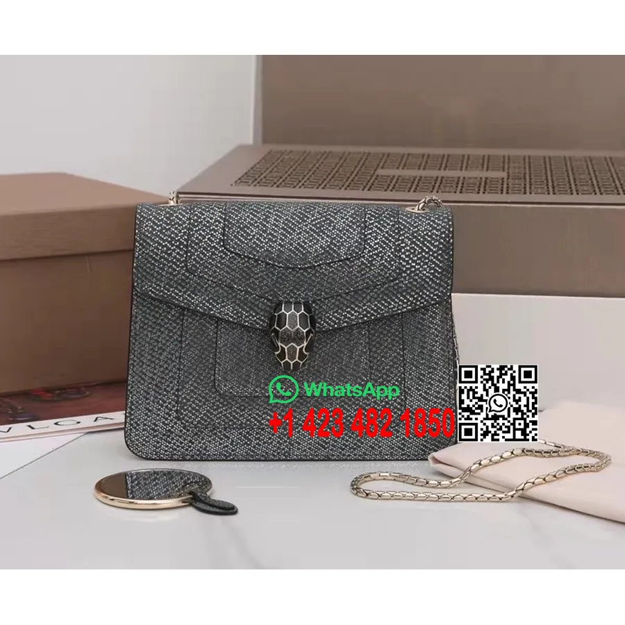 Bvlgari Serpenti Forever Petit Sac Bandoulière 20cm Cuir De Karung Métallisé Collection Printemps/été 2022, Agate Blanche