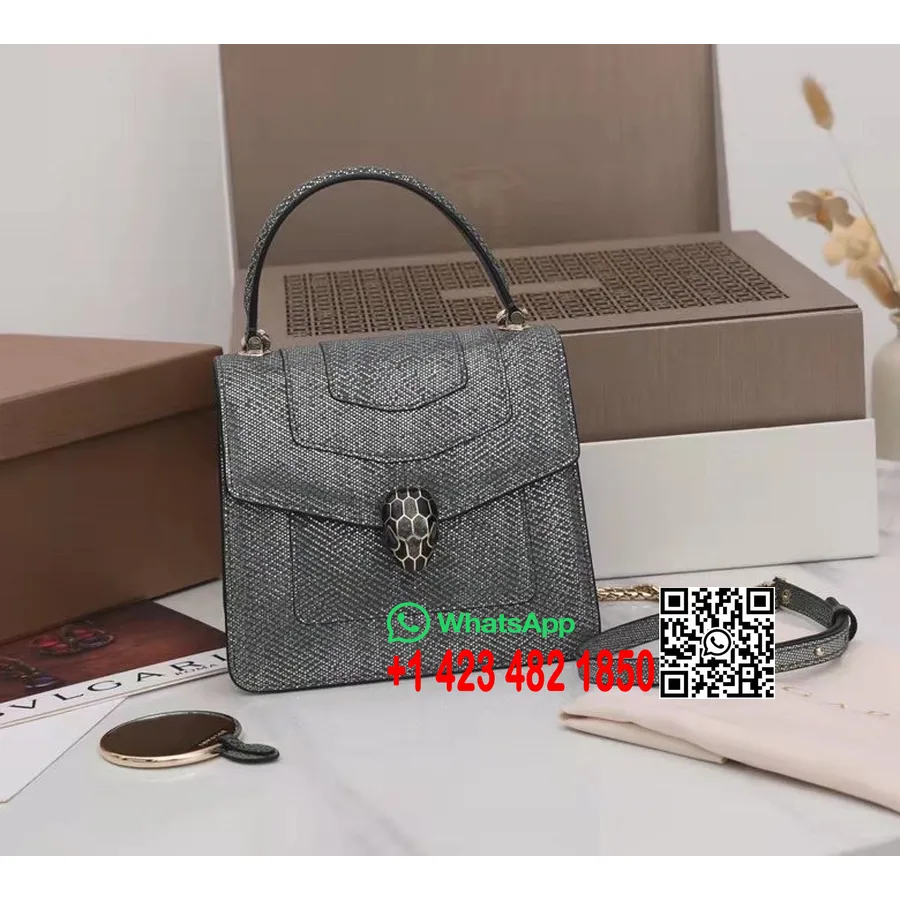 Bvlgari Serpenti Forever Crossbody Kabelka S Horným Uchom 18cm Metalická Karung Koža Kolekcia Jar/leto 2022, Biely Achát