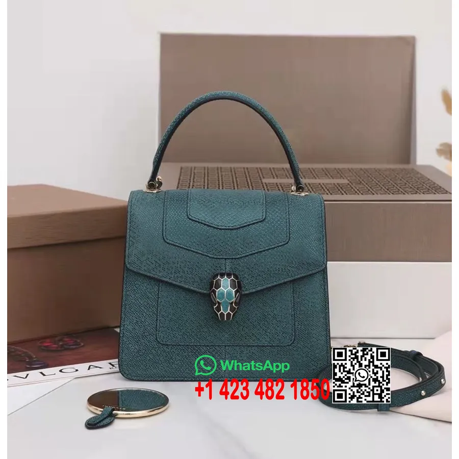 Bvlgari Serpenti Forever Crossbody Kabelka S Hornou Rukoväťou 18 Cm Metalická Karung Koža Kolekcia Jar/leto 2022, Smaragdov