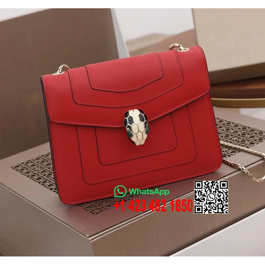 Bvlgari Serpenti Forever Small Crossbody Bag 20cm Kulit Anak Sapi Koleksi Musim Semi/musim Panas 2022, Amaranth Garnet