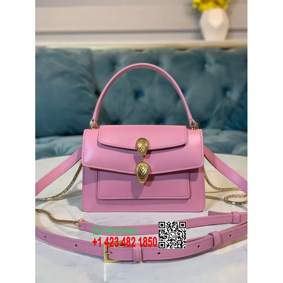 Bulgari X Alexander Wang Sac Bandoulière Serpenti 18cm Matériel Doré Cuir De Veau Lisse Collection Printemps/été 2020, Rose