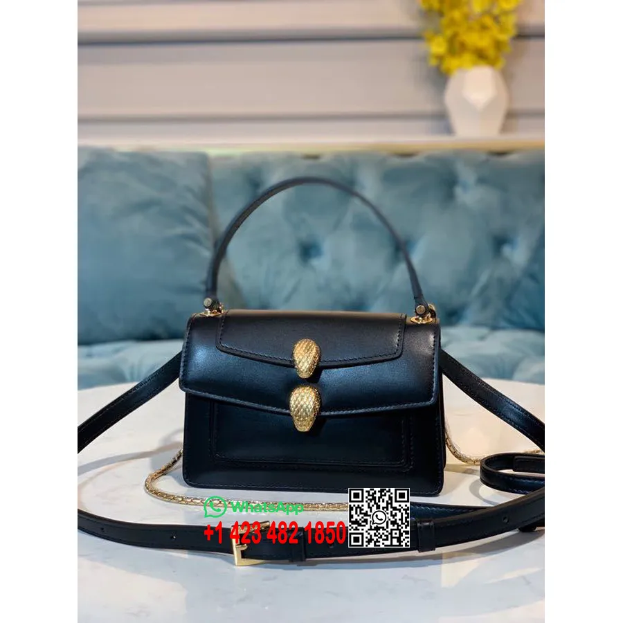 Bulgari X Alexander Wang Sac Bandoulière Serpenti 18cm Matériel Doré Cuir De Veau Lisse Collection Printemps/été 2020, Noir