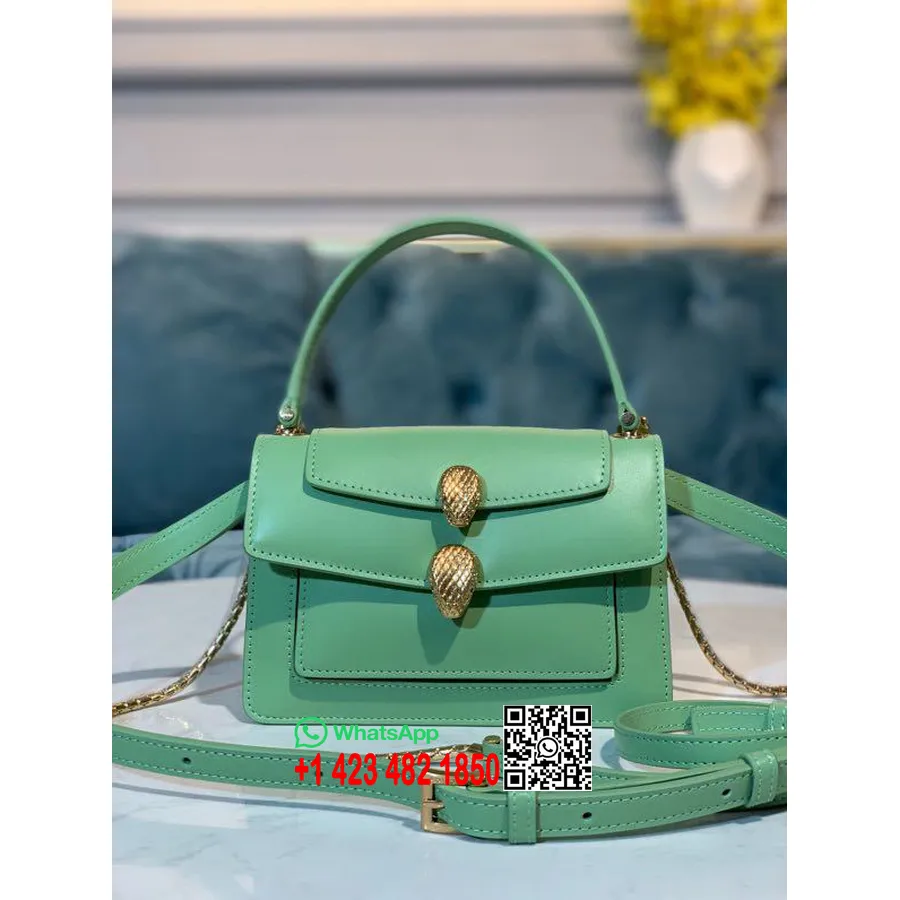 Bulgari X Alexander Wang Sac Bandoulière Serpenti 18cm Matériel Doré Cuir De Veau Lisse Collection Printemps/été 2020, Vert