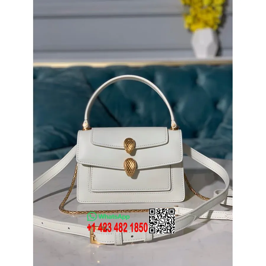 Bulgari x Alexander Wang Serpenti Shoulder Bag 18cm Gold Hardware Smooth Calf Leather Spring/Summer 2020 Collection, White