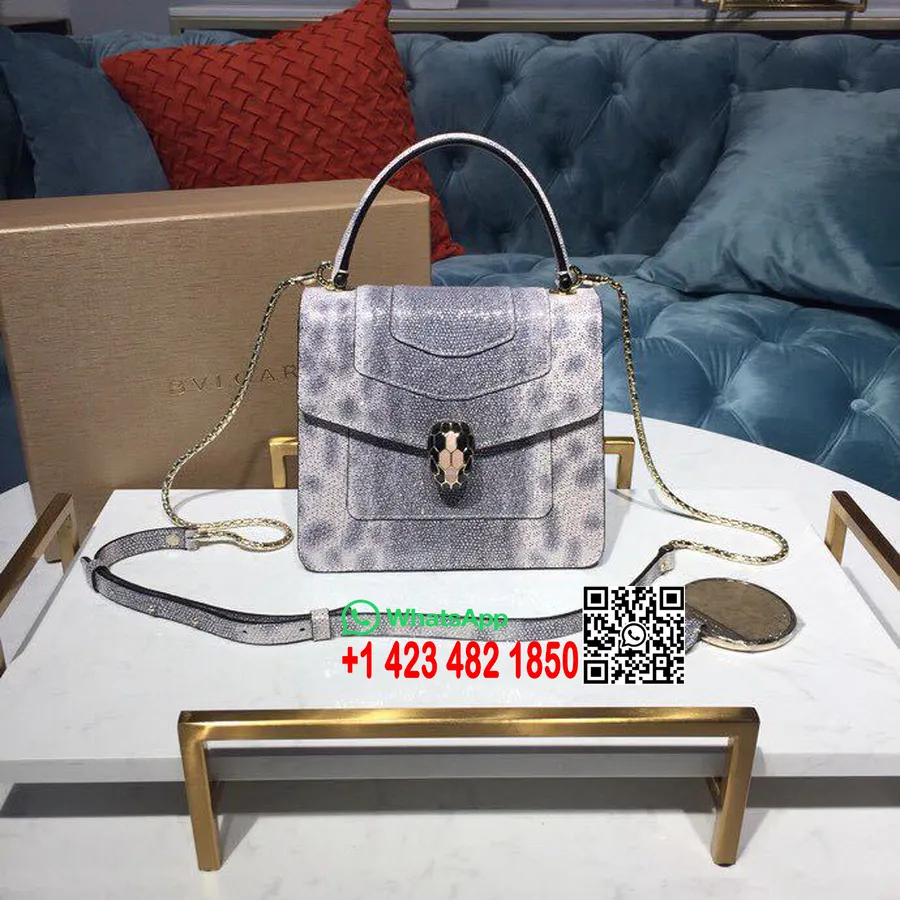 Bulgari Serpenti Forever Crossbody Felső Fogantyús Táska 18cm Csillogó Rózsaszín Arany/fényes Fekete Zománc/fekete ónix Szemzáró