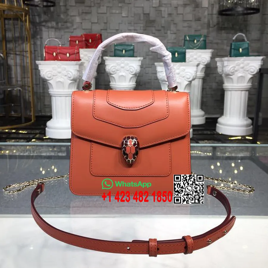 Bulgari Serpenti Forever Római Gránát Fekete Zománcozott ónix Felső Fogantyúval 18cm Mini Táska Borjúbőr Bőr 2018 Tavasz/nyár Ko