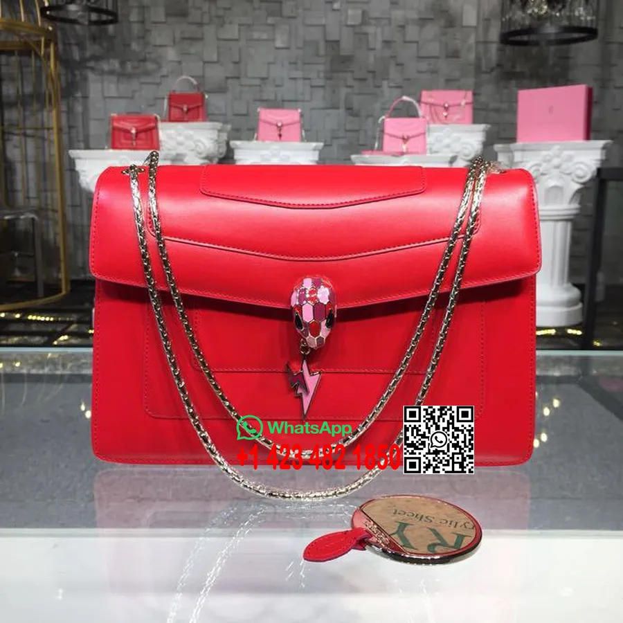 Bulgari Serpenti Forever Candy Quartz Pop Thunder Tas 28Cm Dengan Dua Gusset Kulit Anak Sapi Koleksi Musim Semi/Musim Panas 2018