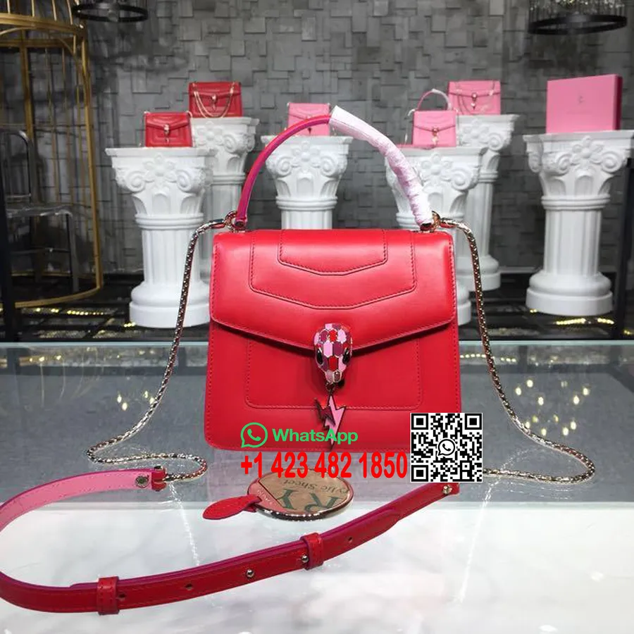 Bulgari Serpenti Selamanya Permen Kuarsa Pop Thunder Pegangan Atas 18Cm Tas Mini Kulit Anak Sapi Koleksi Musim Semi/Musim Panas 