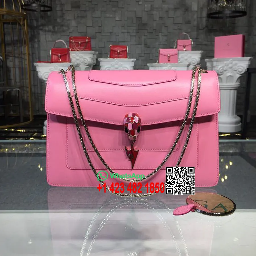 Bulgari Serpenti Forever Candy Quartz Pop Thunder Tas 28Cm Dengan Dua Gusset Kulit Anak Sapi Koleksi Musim Semi/Musim Panas 2018