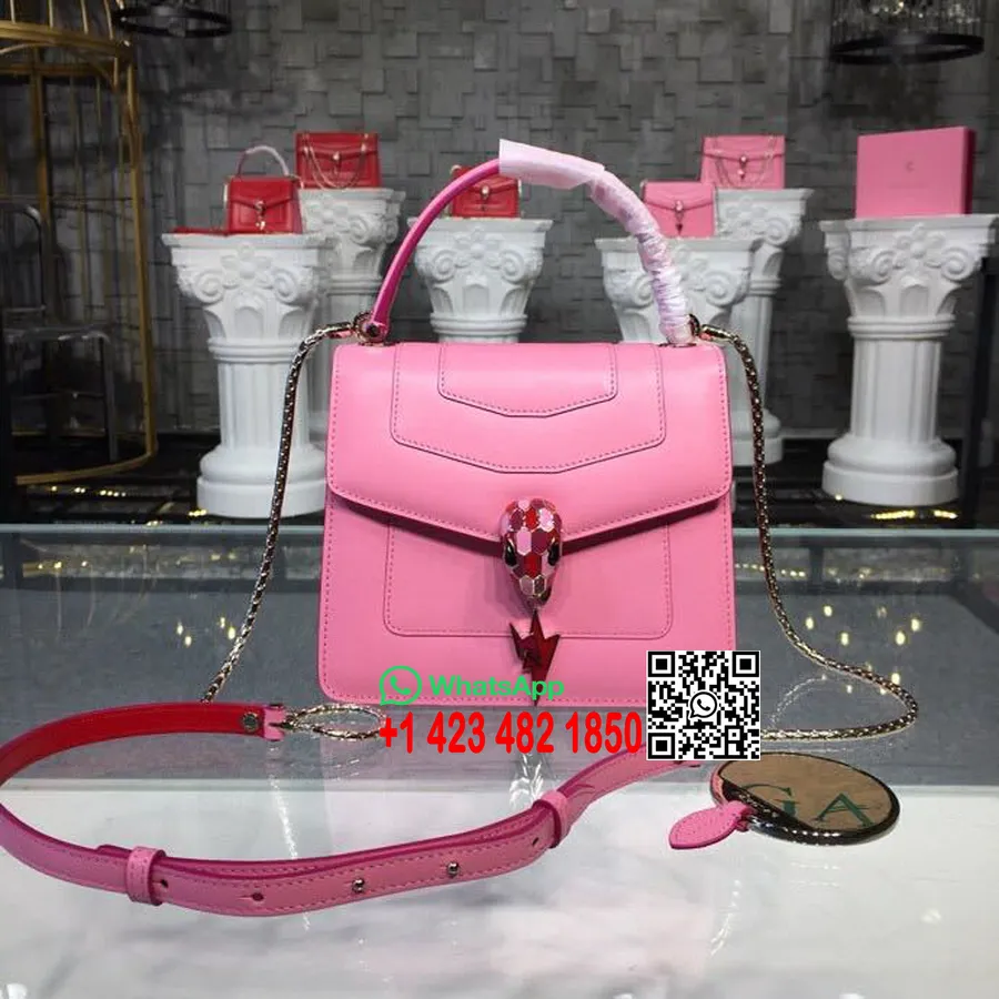 Bulgari Serpenti Forever Candy Quartz Pop Donder Top Handle 18cm Mini Tas Kalfsleer Collectie Lente/zomer 2018, Vlam