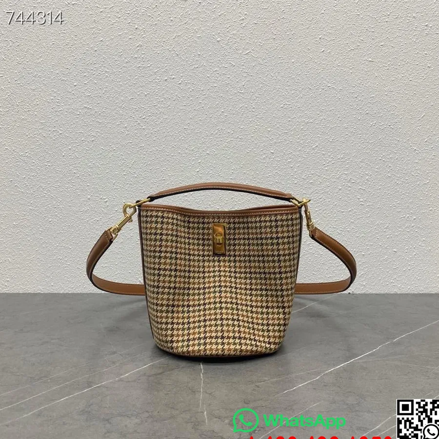 Celine Teen Bucket 16 Axelväska Triomphe Canvas/kalvskinnsläder, Brun