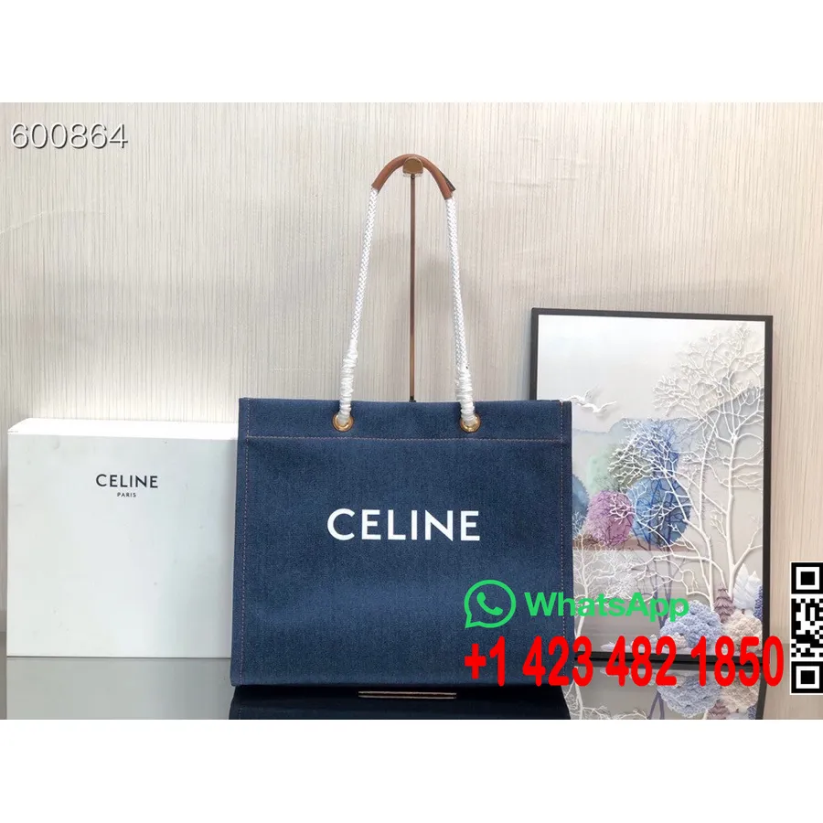 Celine Cabas Bolsa Jeans 45cm Couro De Bezerro Coleção Outono/inverno 2021, Azul