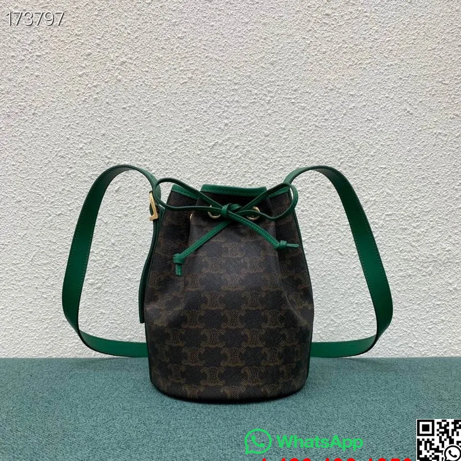 Bolso Bombonera Pequeño Celine Triomphe Lona/piel De Becerro, Verde