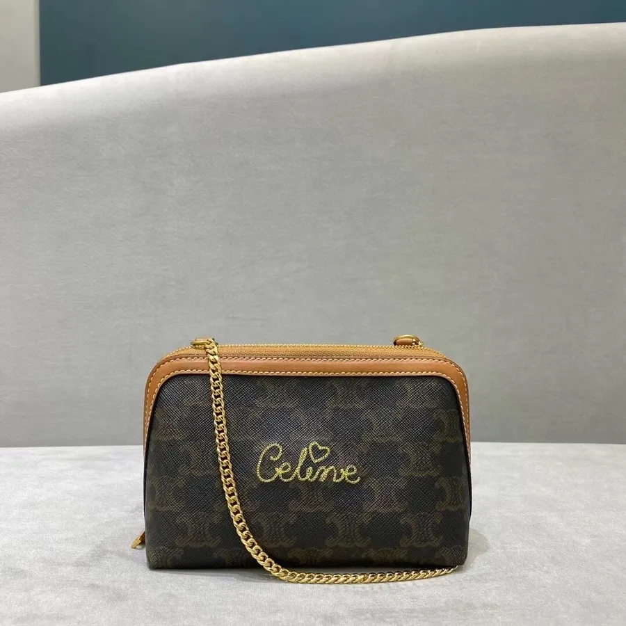 Celine Clutch Bag 18cm Kulit Anak Sapi Koleksi Musim Gugur/dingin 2020, Hitam/cokelat