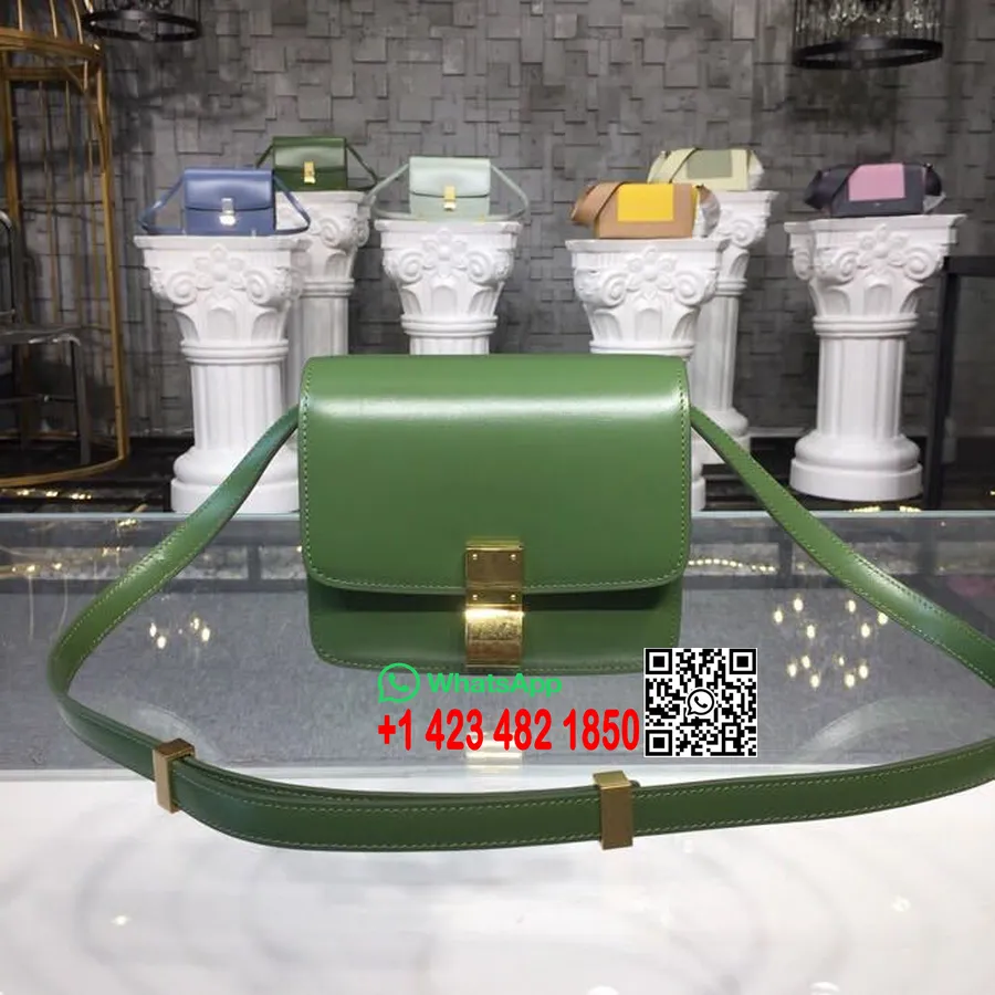 Celine Classic Box Bag 16cm Pele De Bezerro Lisa Coleção Primavera/verão 2018, Verde Maçã