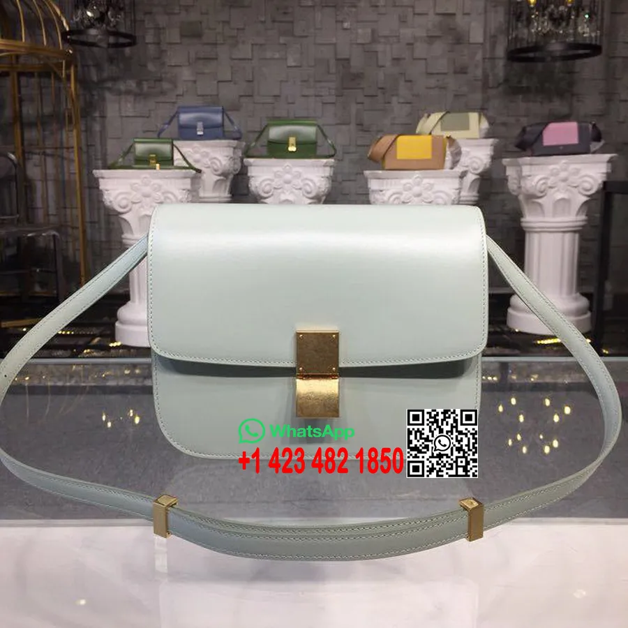 Celine Classic Box Bag 24cm Pele De Bezerro Lisa Coleção Primavera/verão 2018, Verde Pastel