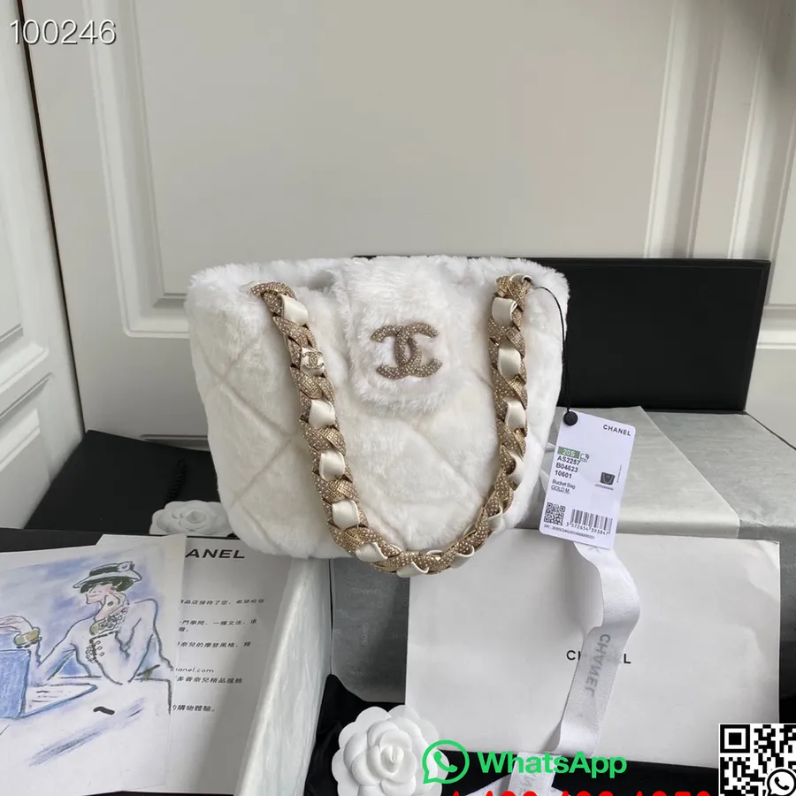 Chanel Sac Seau En Peau D'agneau En Peau De Mouton 18cm As2257 Fourrure De Peau De Mouton En Cuir D'agneau Matériel Doré Collect