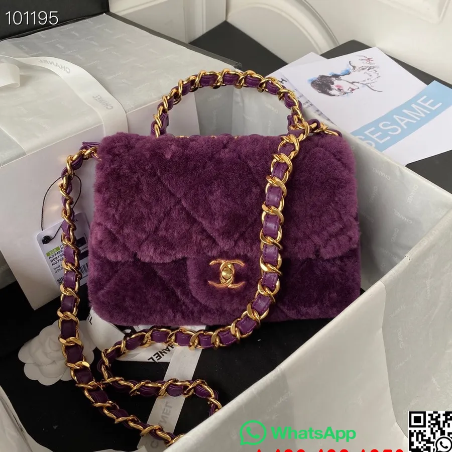 Chanel 2way Sac à Rabat 23cm As3499 Fourrure De Mouton Retournée Cuir D'agneau Matériel Doré Collection Automne/hiver 2022, Viol