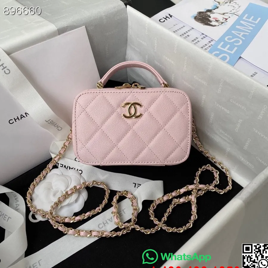 Geantă Chanel Sundust 14cm Ap2634 Piele De Vițel Granulată Hardware Auriu Colecția Primăvară/vară 2022, Roz