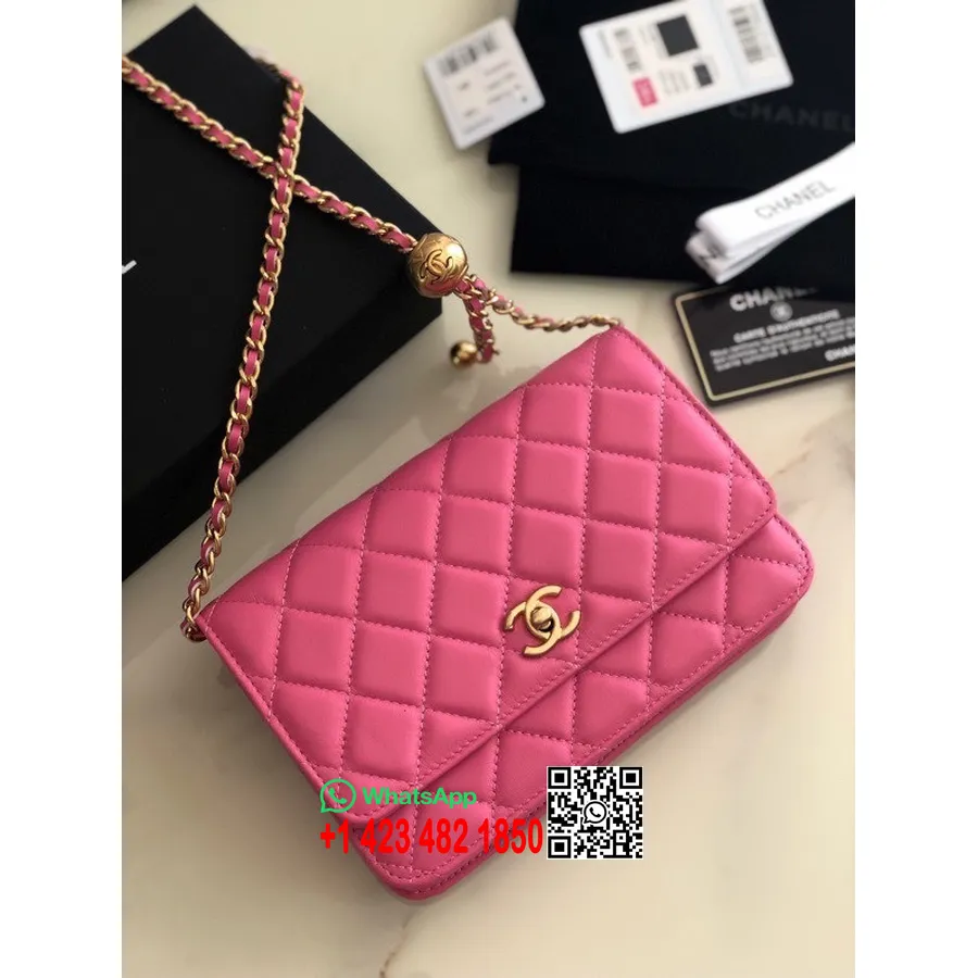 Chanel WOC Bag 20cm with Charm  Lambskin Leather Gold Hardware Spring/Summer 2022 Collection, Pink