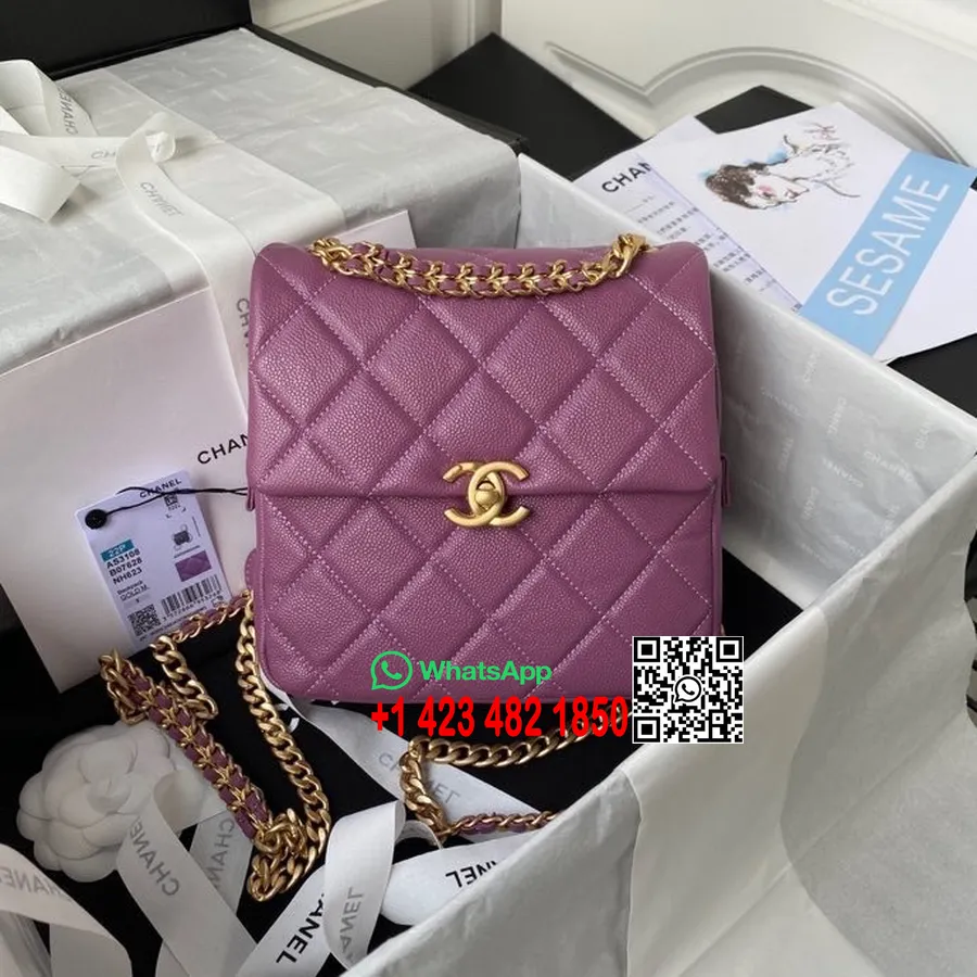 Chanel Melodie Rugzaktas 20 Cm As3108 Generfd Kalfsleer Gouden Hardware Collectie Lente/zomer 2022, Paars