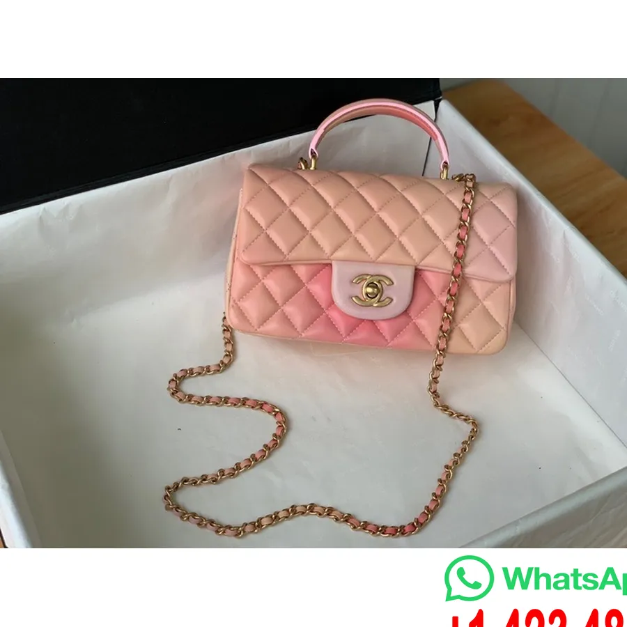 Chanel Cocohandle Mini Flap Top Handle Bag 18CM AS2431 Lambskin Leather Gold Hardware Spring/Summer 2022 Collection, Pink/Multic