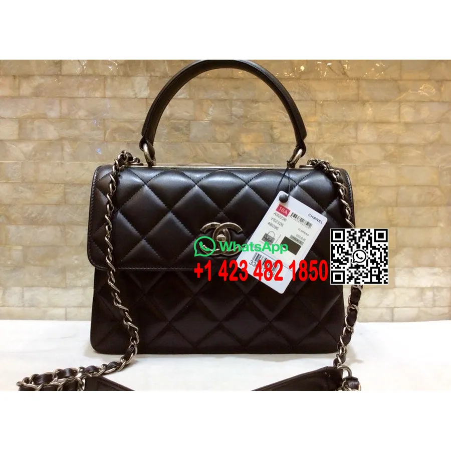 Chanel Kapitone Trendy Cc çanta 25cm As92236 Antik Gümüş Donanım Kuzu Deri Deri Ilk/yaz 2022 Koleksiyonu, Siyah