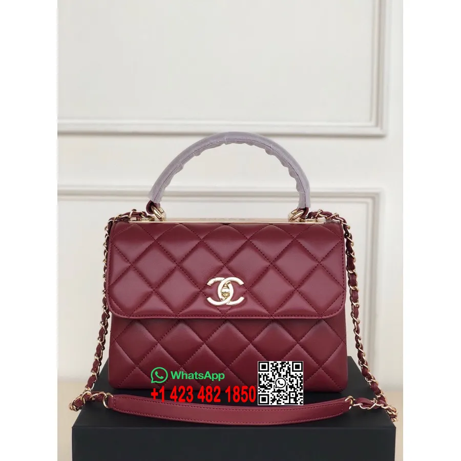 Chanel Stepēta Moderna Cc Soma 25cm As92236 Zelta Aparatūra Jēra āda 2022 Pavasara/vasaras Kolekcija, Bordo