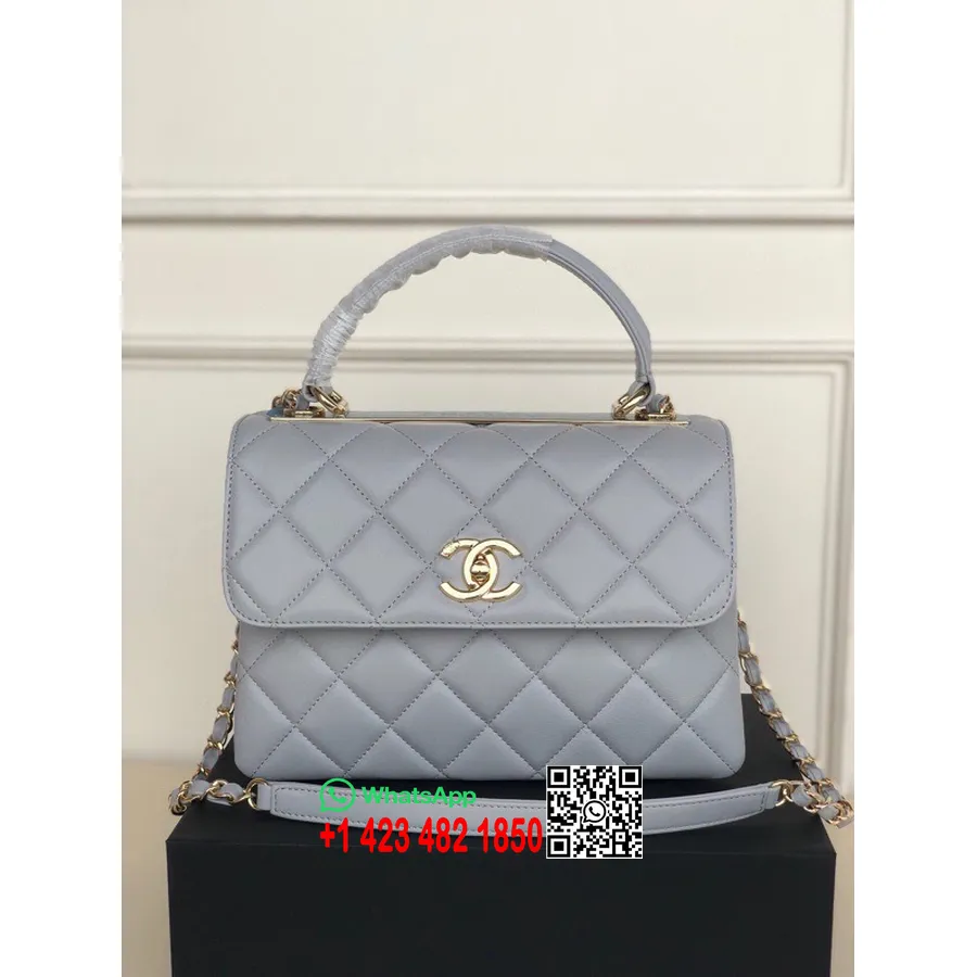 Chanel Stepēta Moderna Cc Soma 25 Cm As92236 Zelta Aparatūra Jēra āda 2022. Gada Pavasara/vasaras Kolekcija, Pelēka