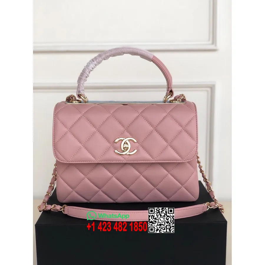 Chanel Stepēta Moderna Cc Soma 25cm As92236 Zelta Aparatūra Jēra āda 2022 Pavasara/vasaras Kolekcija, Rozā