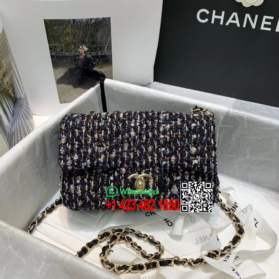 Chanel Tüvit Mini Kapaklı Çanta 20cm A69900 Altın Kuzu Donanım Deri İlkbahar/yaz 2022 Koleksiyonu, Siyah/karışık