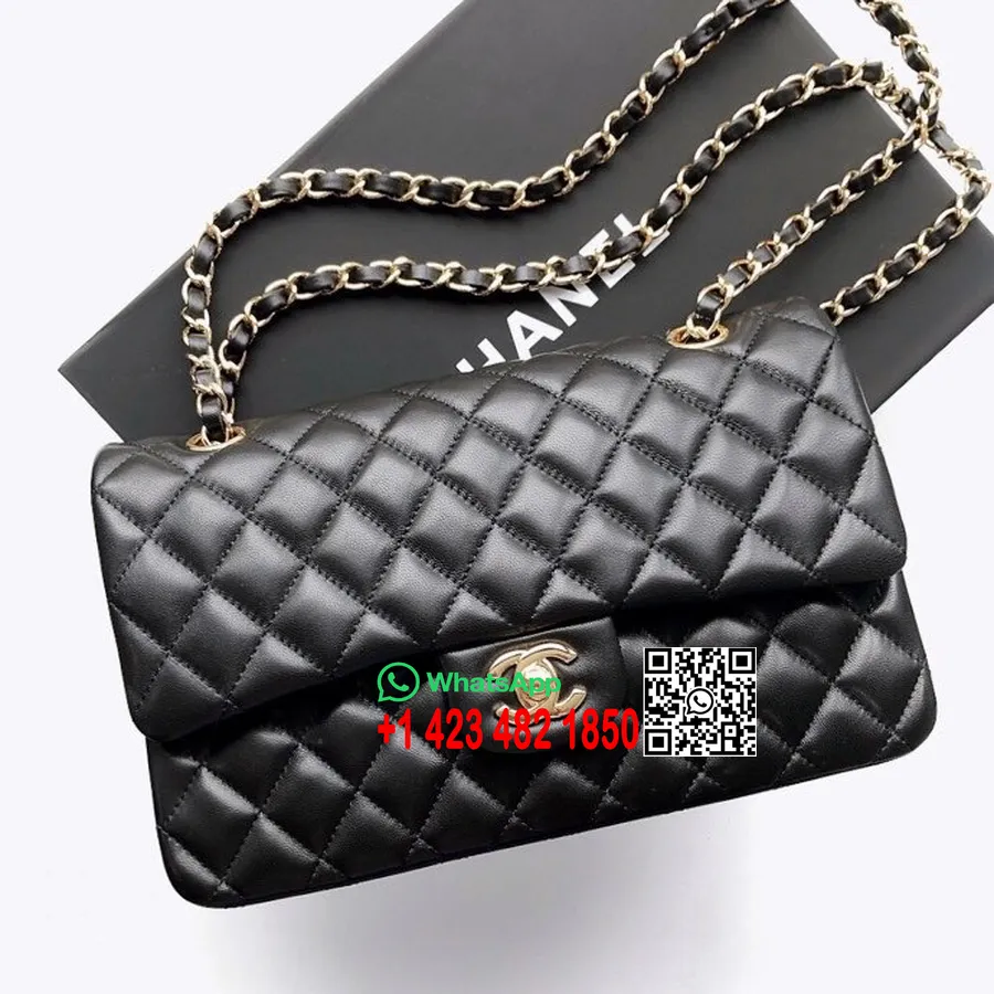 Bolso Clásico Con Solapa De Chanel 25 Cm As1112 Herrajes Dorados Piel De Cordero Colección Primavera / Verano 2022, Negro