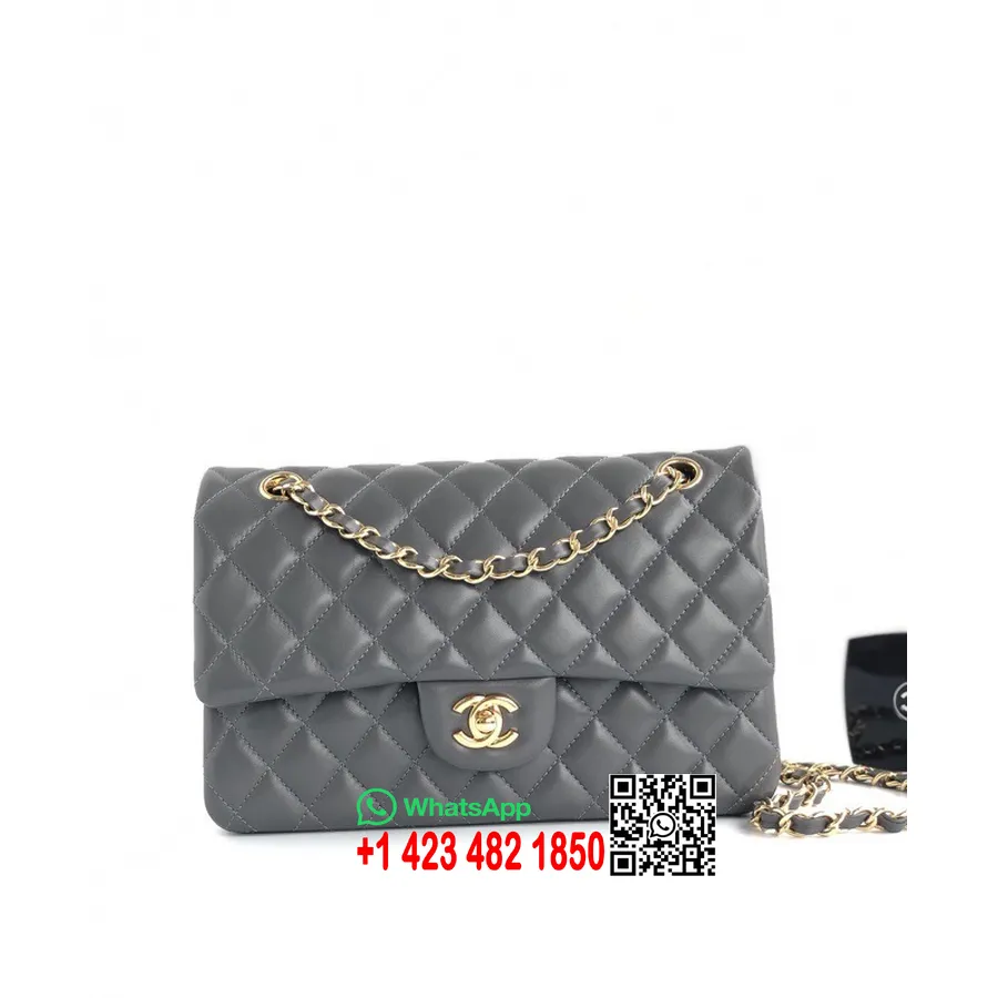 Bolso Clásico Con Solapa De Chanel 25 Cm As1112 Herrajes Dorados Piel De Cordero Colección Primavera / Verano 2022, Gris